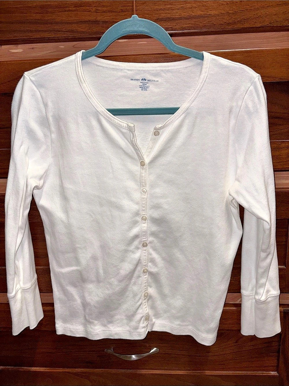 Brandy Melville NWOT White Ribbed Cardigan with 3/4 Sleeves